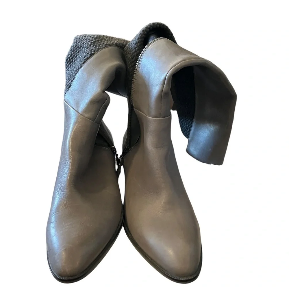Elliott Lucca Gray Leather Knee-High Boots Size 8.5